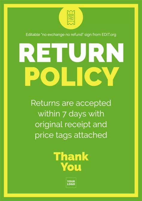 No Return, No Exchange Policy .